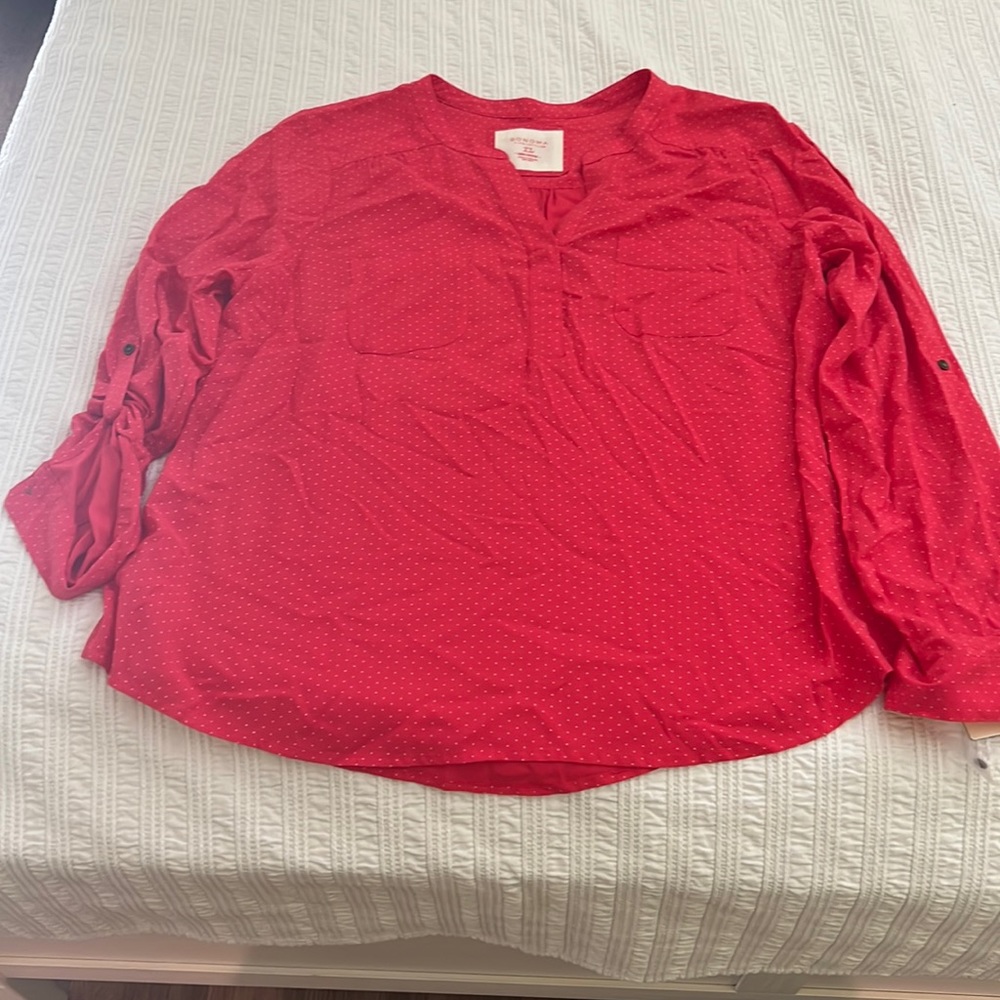 NWT pink polka dot rayon top